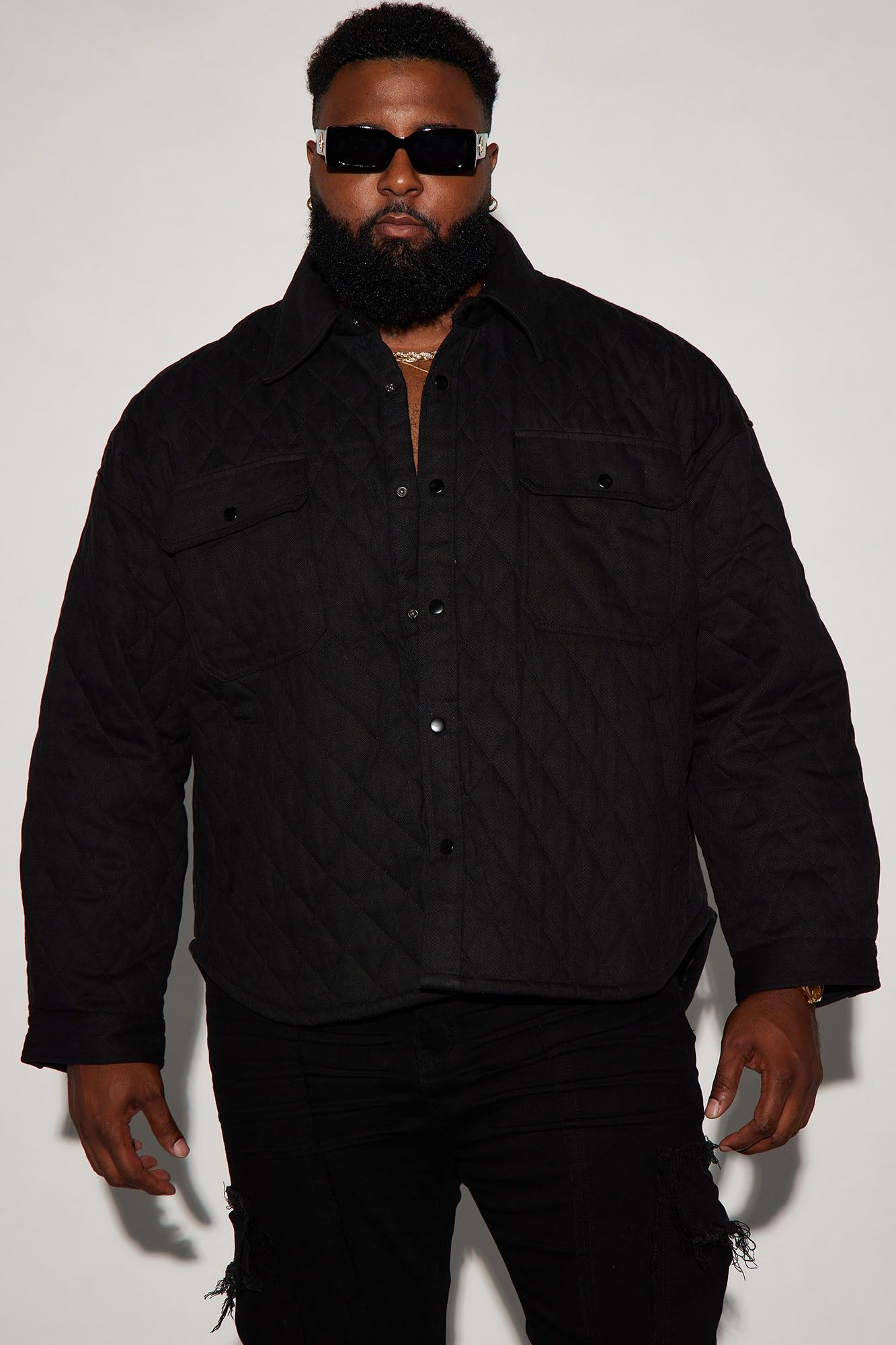 Monroe Twill Quilted Shacket - Black sold by Fashion Nova product image thumbnail 4