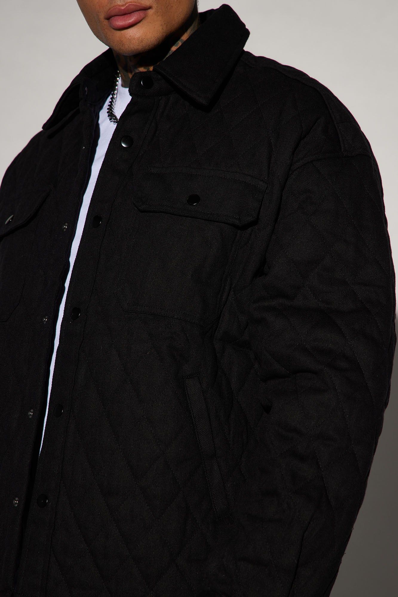 Monroe Twill Quilted Shacket - Black sold by Fashion Nova product image thumbnail 3