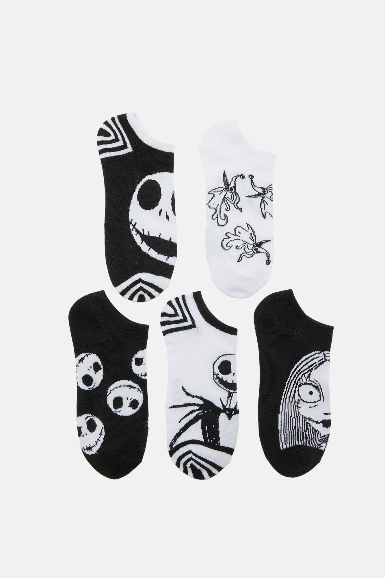 My Nightmare Before Christmas 5 Pack Sock Set - Black/White sold by Fashion Nova