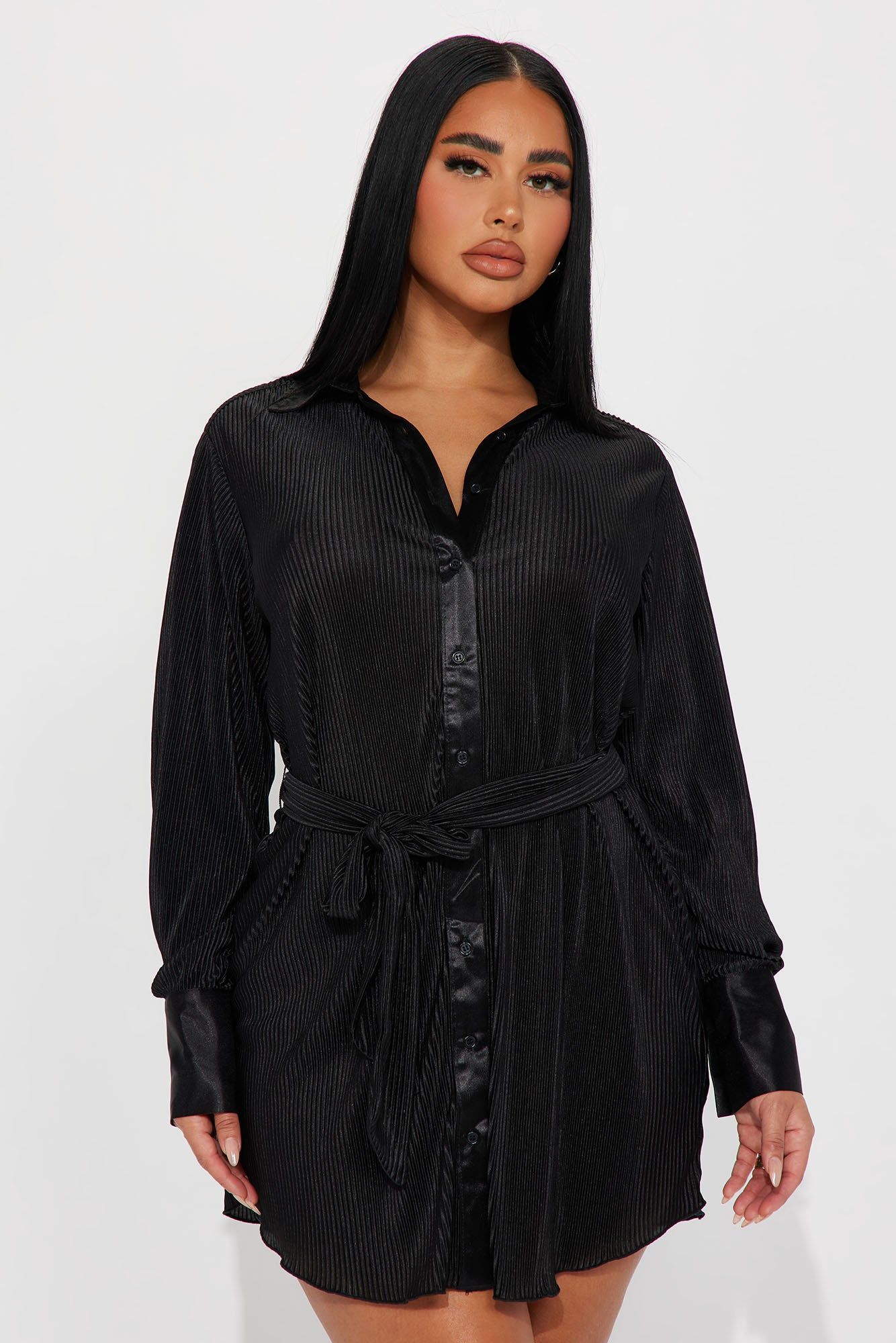 Bailey Plisse Mini Dress - Black sold by Fashion Nova