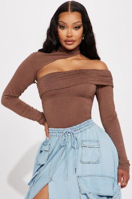 Watch & Learn One Shoulder Top - Mocha sold by Fashion Nova