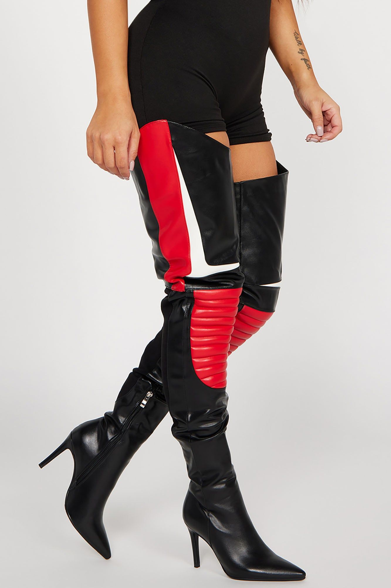 Need For Speed Over The Knee Heeled Boots - Red sold by Fashion Nova