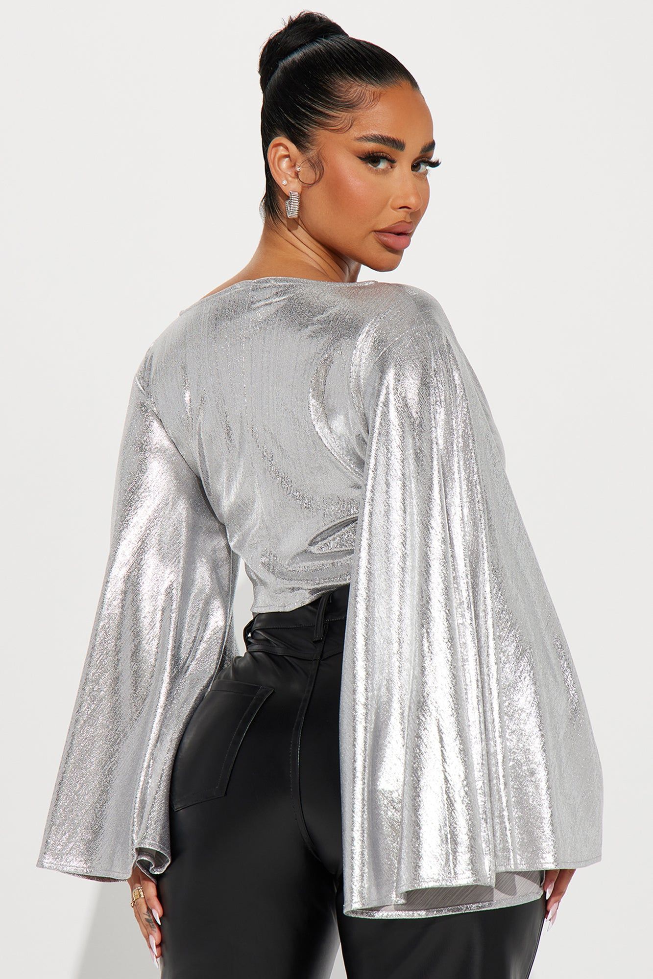 Disco Diva Metallic Blouse Top - Silver sold by Fashion Nova product image thumbnail 3