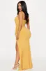 Hailey Ruffle Slit Gown - Mustard sold by Fashion Nova