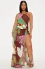 Living Tropical Maxi Dress - Chocolate/Combo sold by Fashion Nova