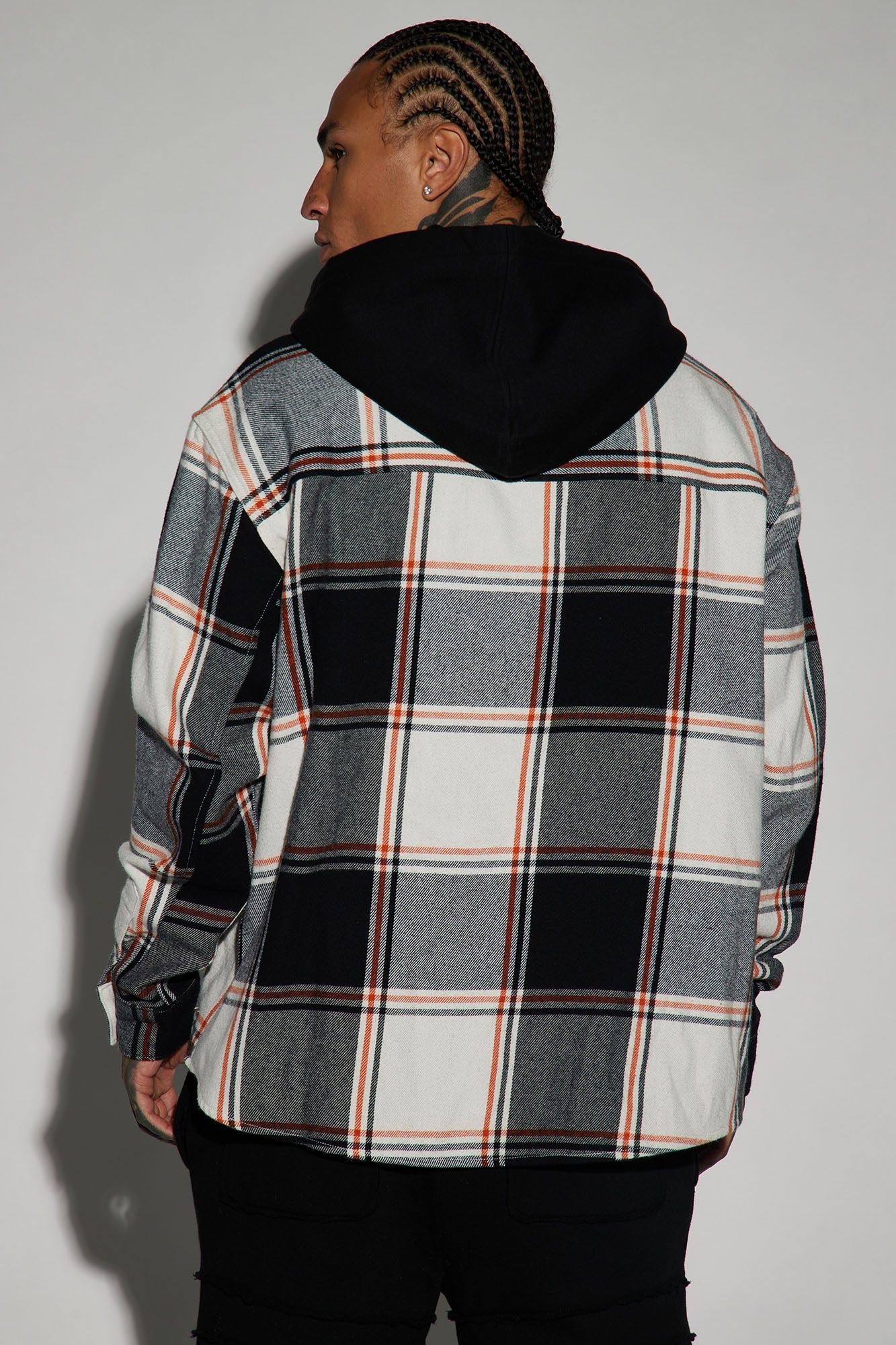 Time Gon Tell Hooded Oversized Shacket - Black/combo sold by Fashion Nova product image thumbnail 3