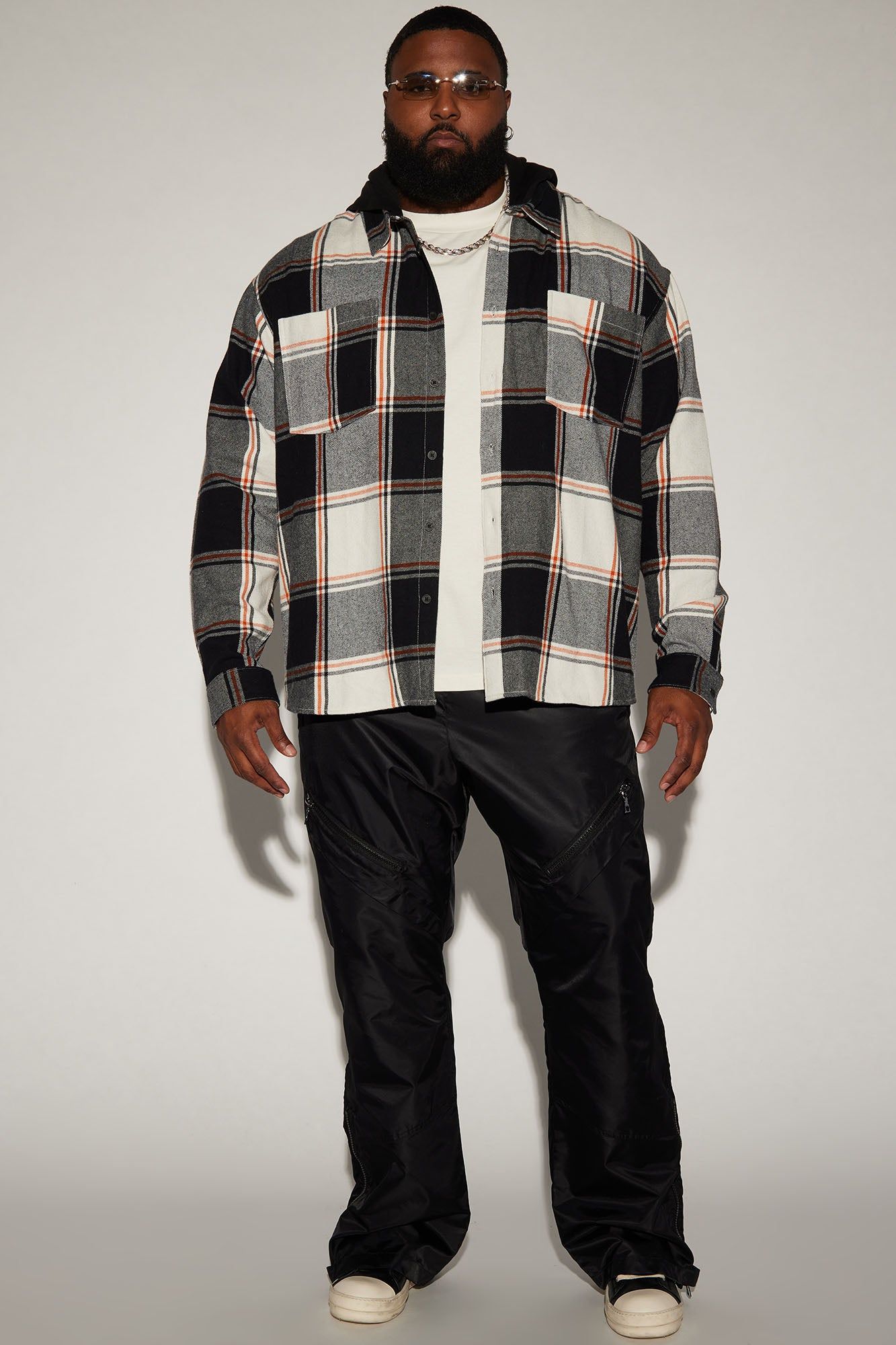 Time Gon Tell Hooded Oversized Shacket - Black/combo sold by Fashion Nova product image thumbnail 5