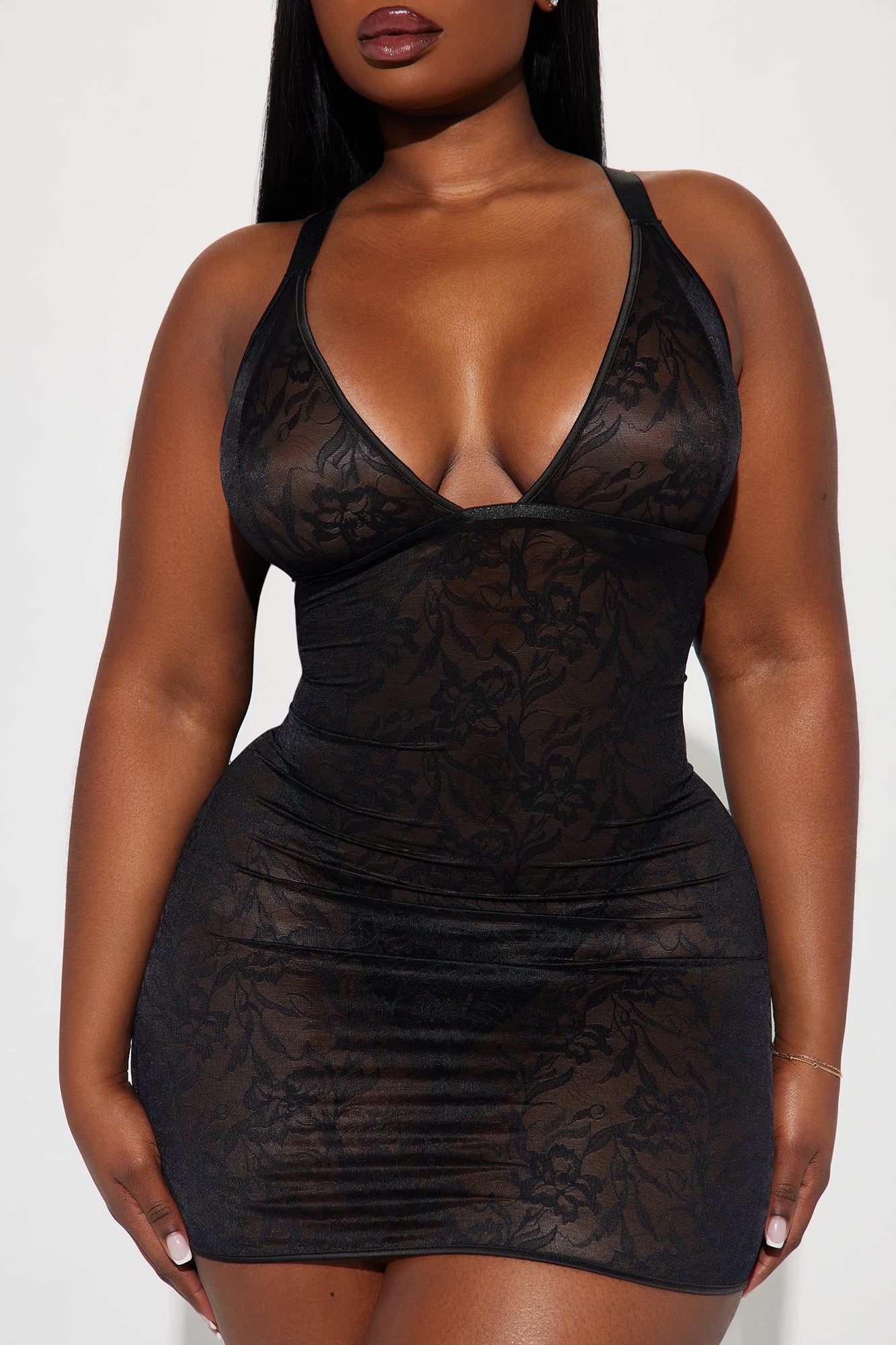 Don't Kiss And Tell Lace Chemise - Black sold by Fashion Nova product image thumbnail 5