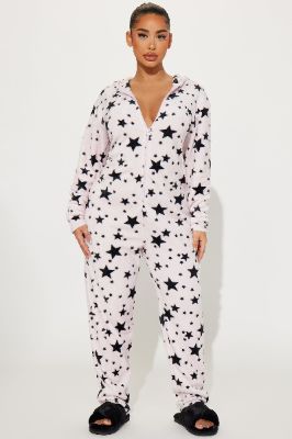 Wish On A Star Plush Hoodie PJ Onesie - Lavender/combo made by Fashion Nova