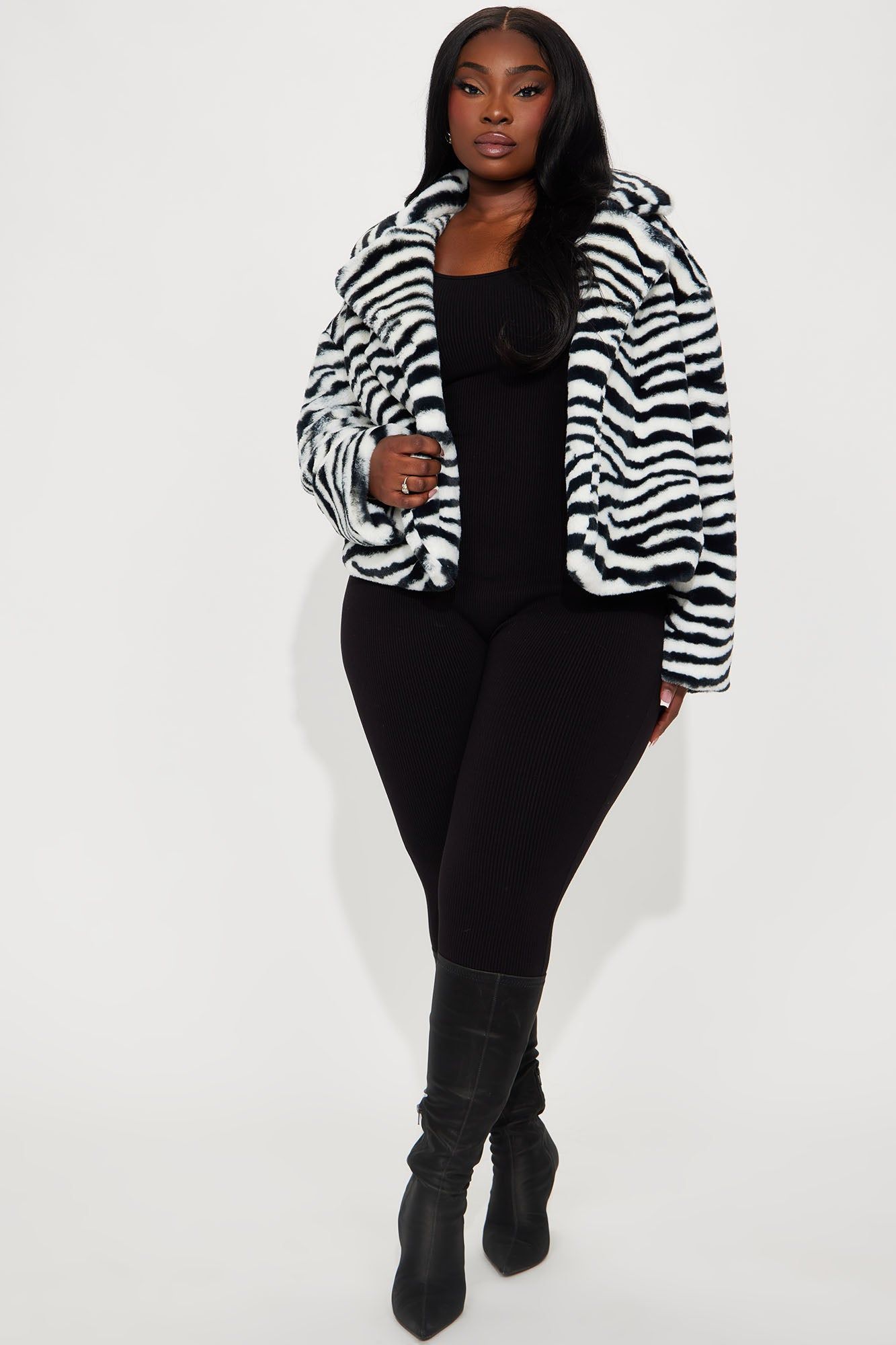 Katie Zebra Faux Fur Jacket - Black/combo sold by Fashion Nova product image thumbnail 5