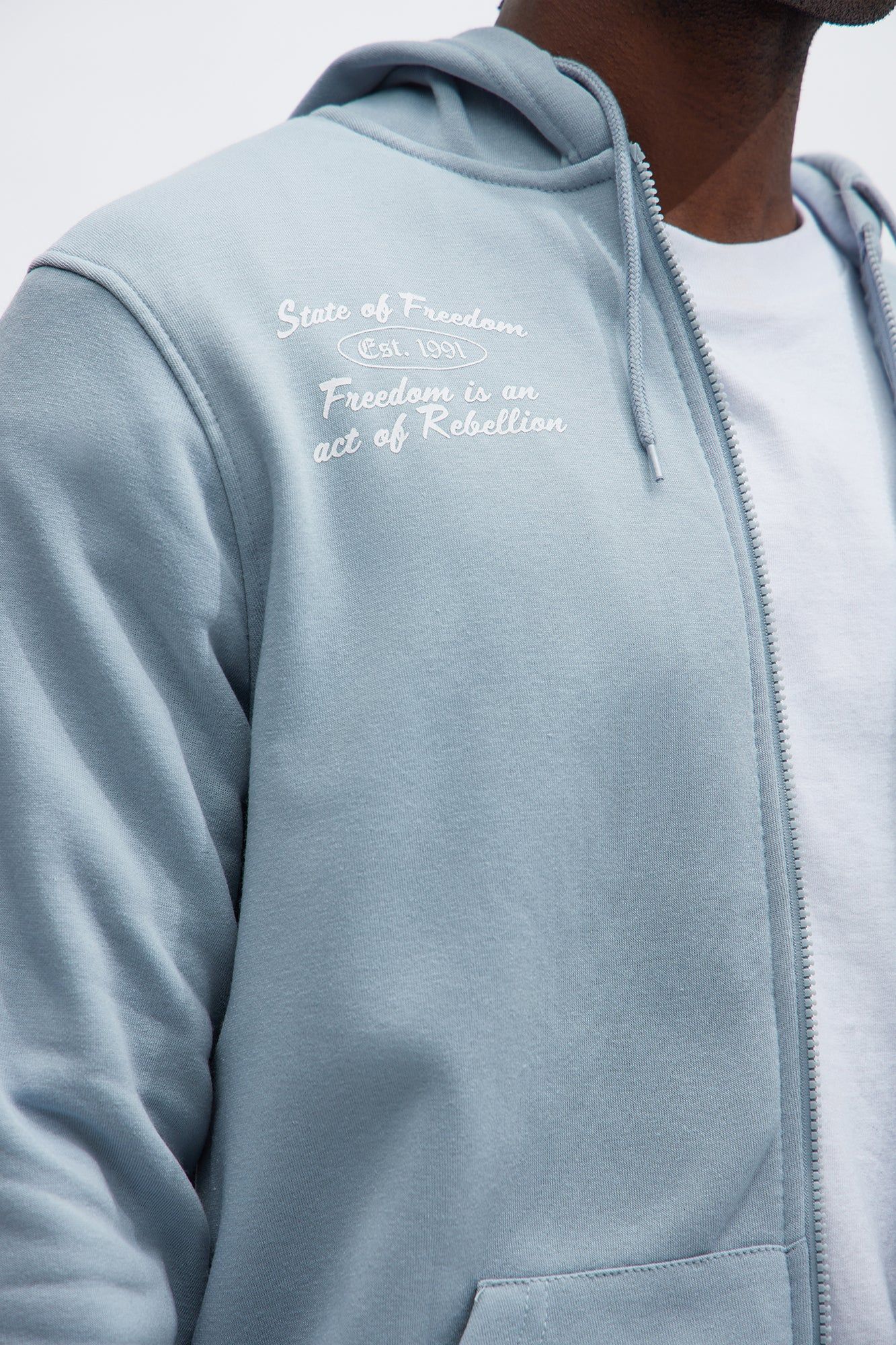Rebel Cxltxre Club Zip Up Hoodie - Grey/Blue sold by Fashion Nova product image thumbnail 3