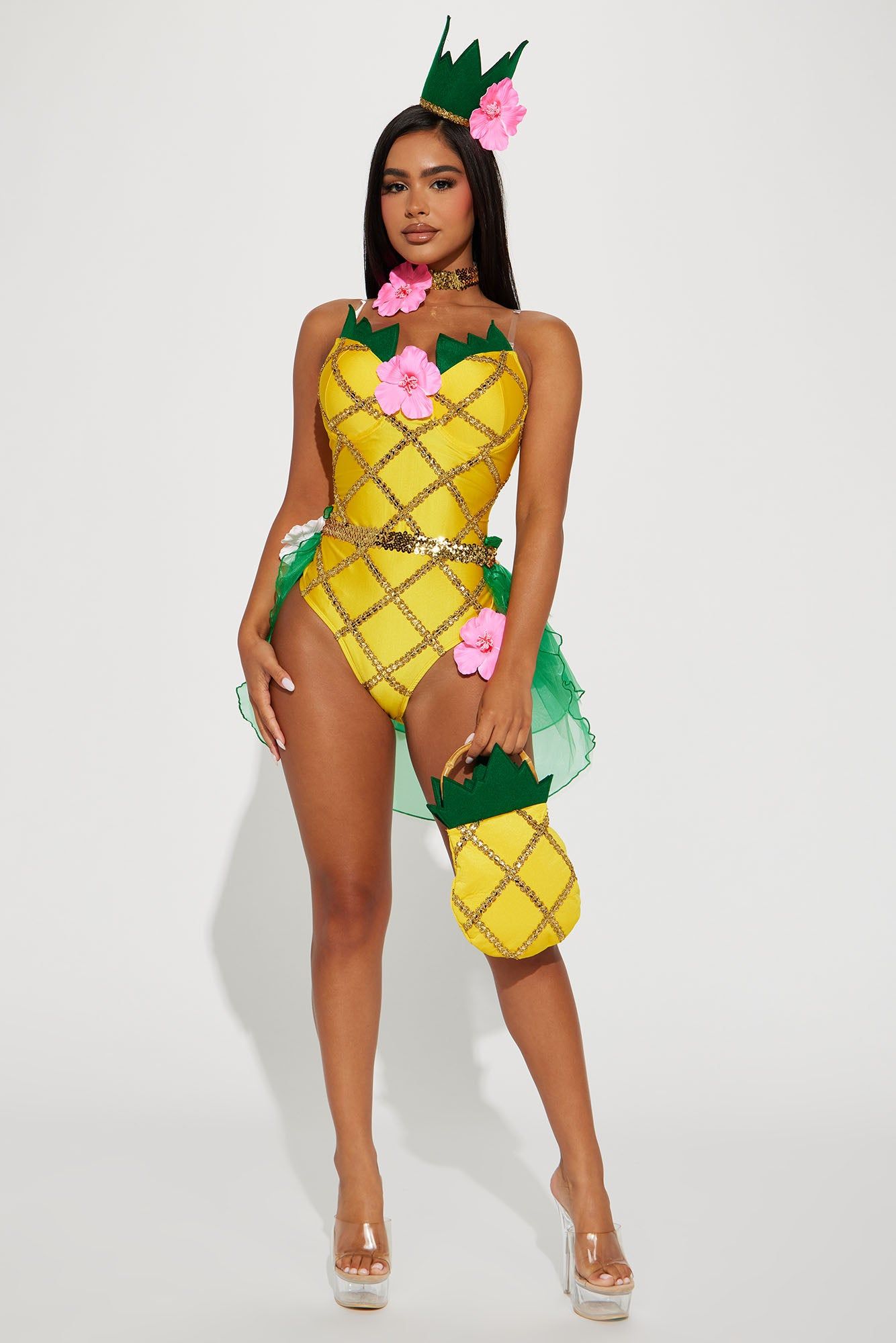 Pineapple Honey 4 Piece Costume Set - Yellow sold by Fashion Nova