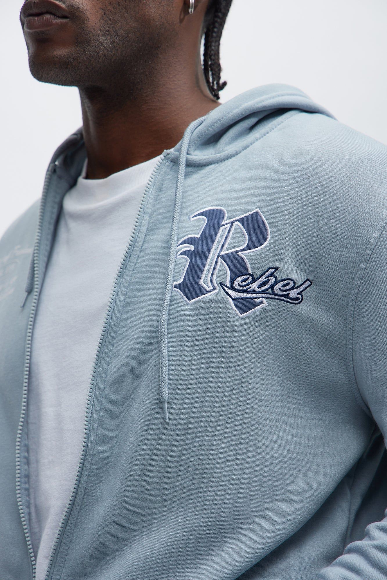 Rebel Cxltxre Club Zip Up Hoodie - Grey/Blue sold by Fashion Nova product image thumbnail 5