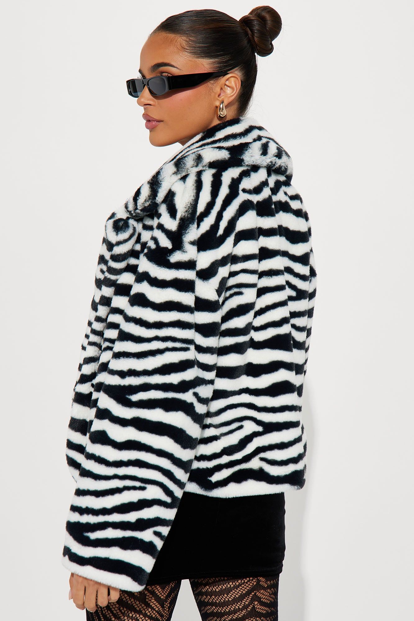 Katie Zebra Faux Fur Jacket - Black/combo sold by Fashion Nova product image thumbnail 3
