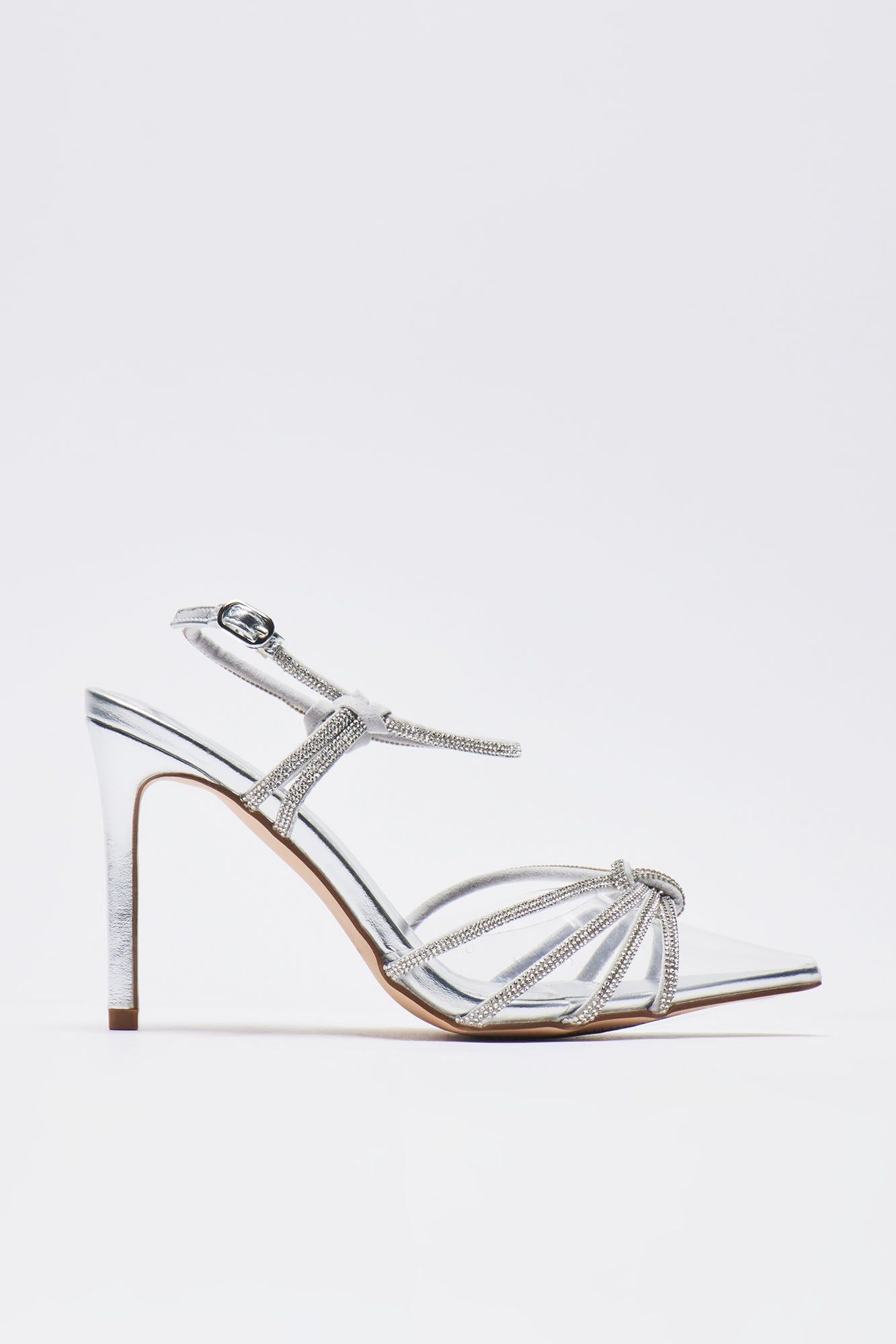 Dressed Up For You Embellished Heeled Sandals - Silver sold by Fashion Nova product image thumbnail 5