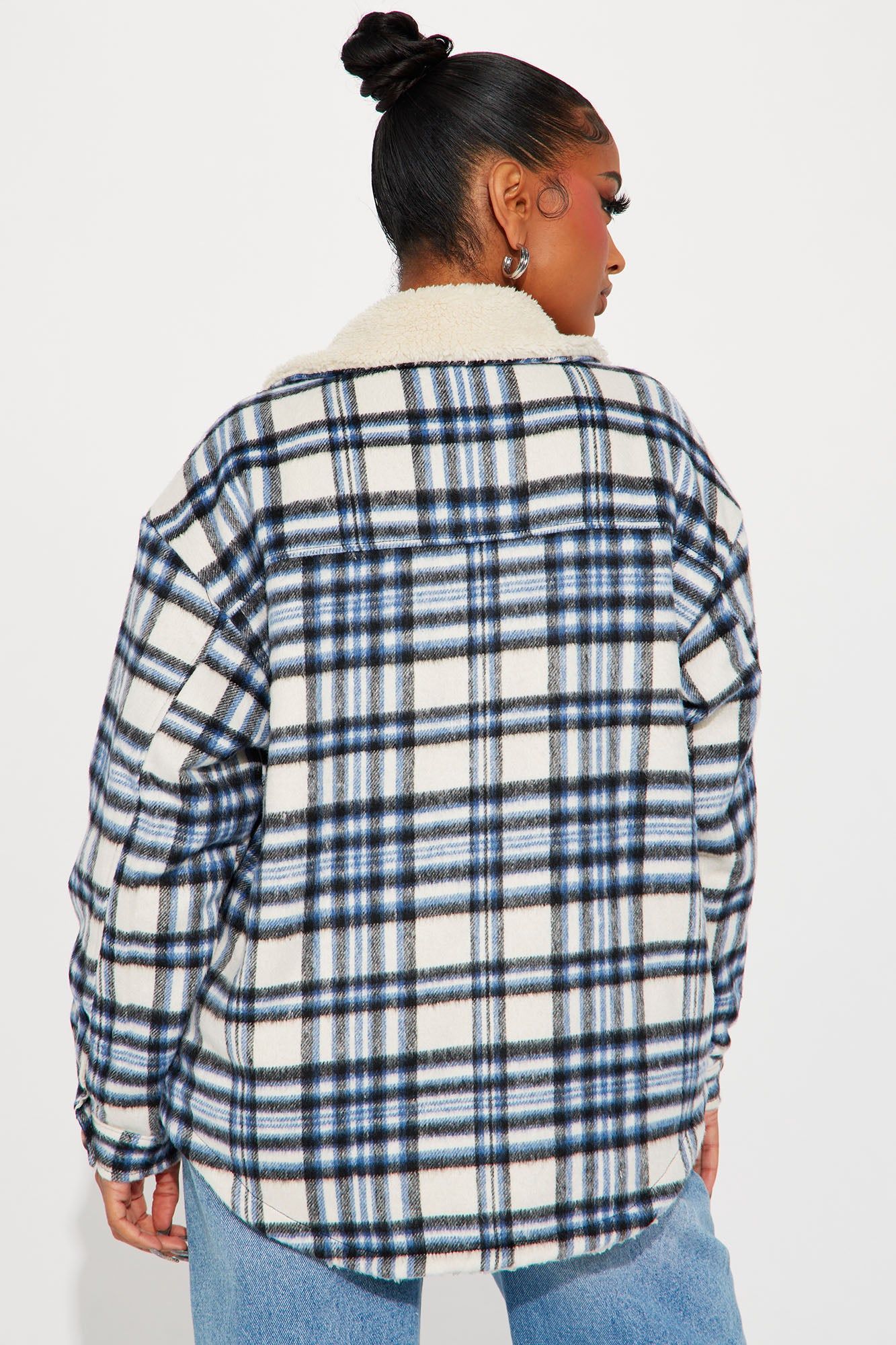 Down The Line Plaid Shacket - Blue/combo sold by Fashion Nova product image thumbnail 3