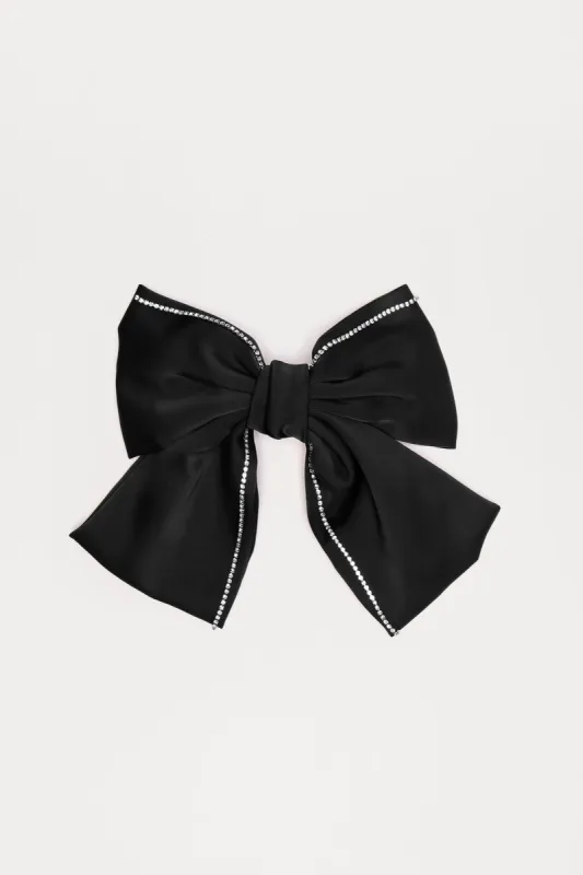 Kisses Under The Mistletoe Bow Hair Clip - Black sold by Fashion Nova