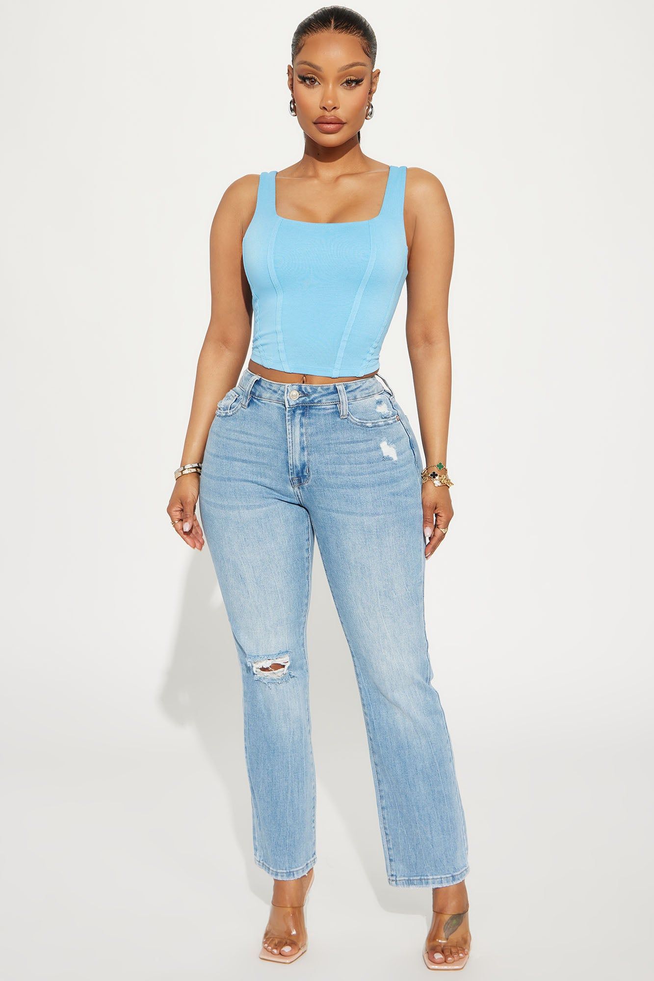 Before You Know It Stretch Straight Leg Jeans - Medium Wash sold by Fashion Nova