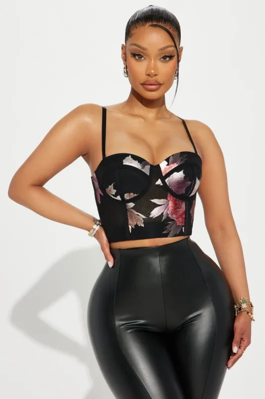 Mesh So Well Corset Top - Black/combo sold by Fashion Nova