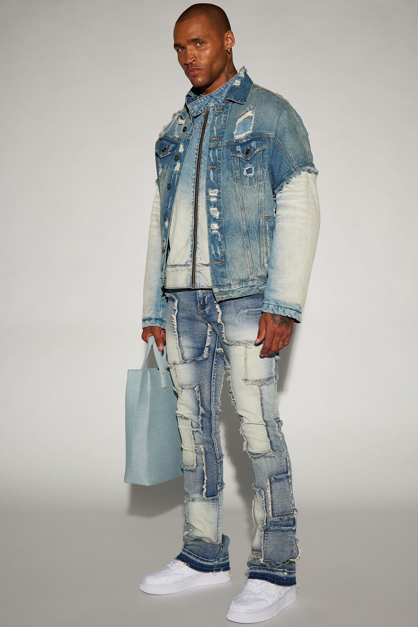 Square Up Stacked Skinny Flare Jeans - Light Wash sold by Fashion Nova product image thumbnail 3