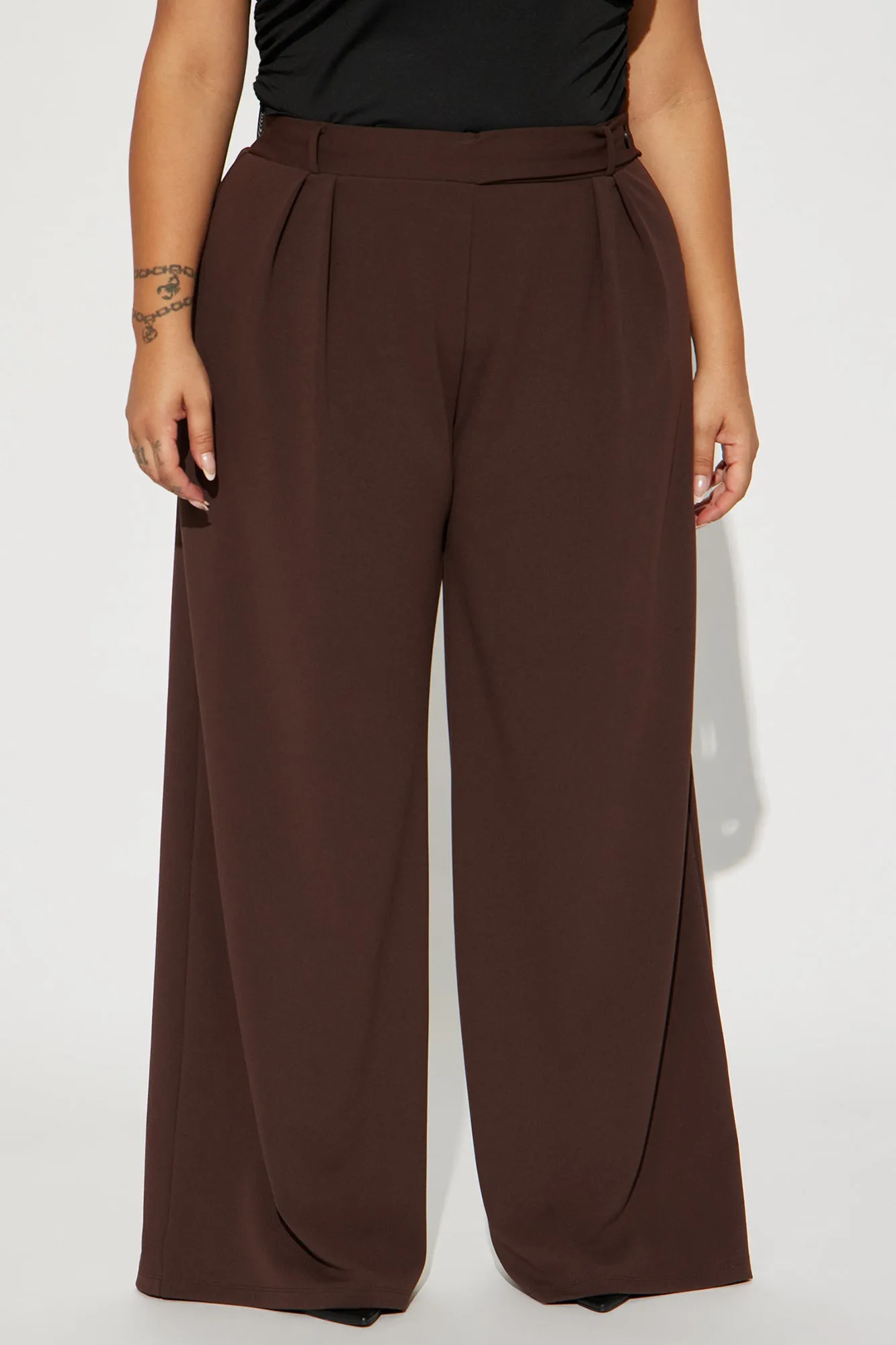 Down The Hall Wide Leg Trouser - Chocolate sold by Fashion Nova product image thumbnail 5