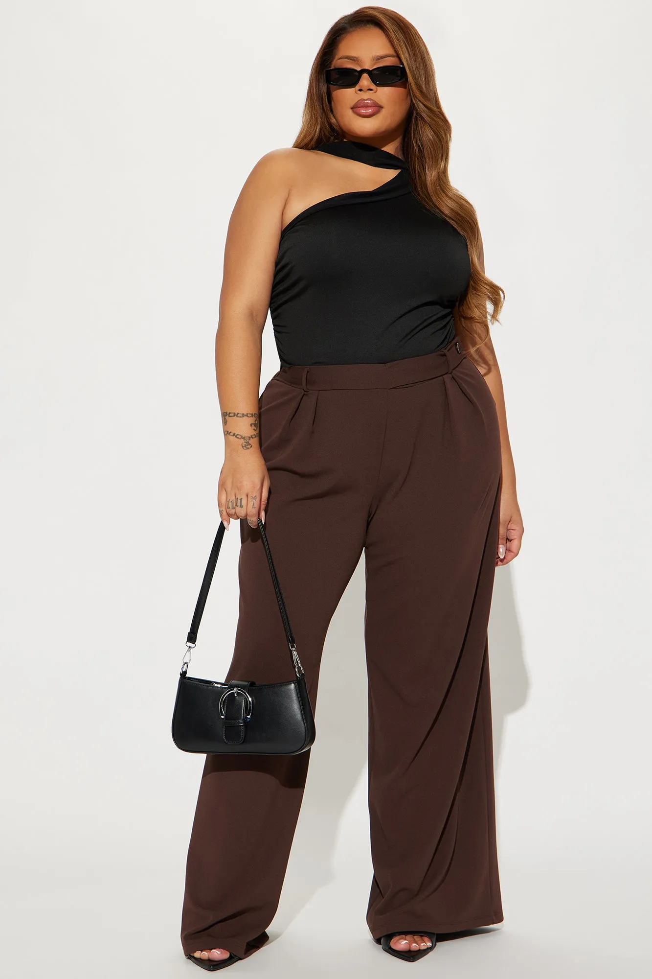 Down The Hall Wide Leg Trouser - Chocolate sold by Fashion Nova product image thumbnail 4
