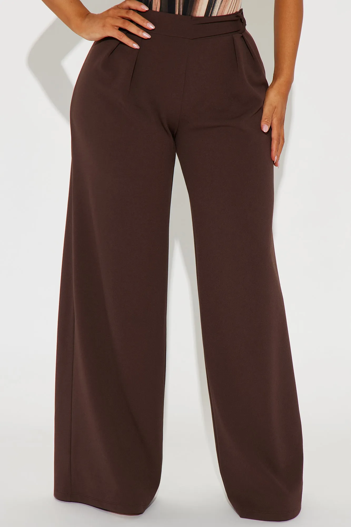 Down The Hall Wide Leg Trouser - Chocolate sold by Fashion Nova product image thumbnail 2