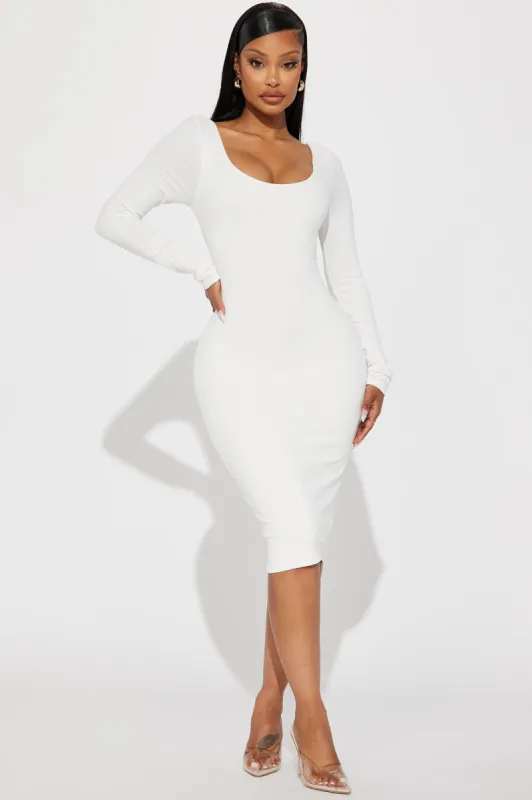 Mya Double Lined Midi Dress - White sold by Fashion Nova