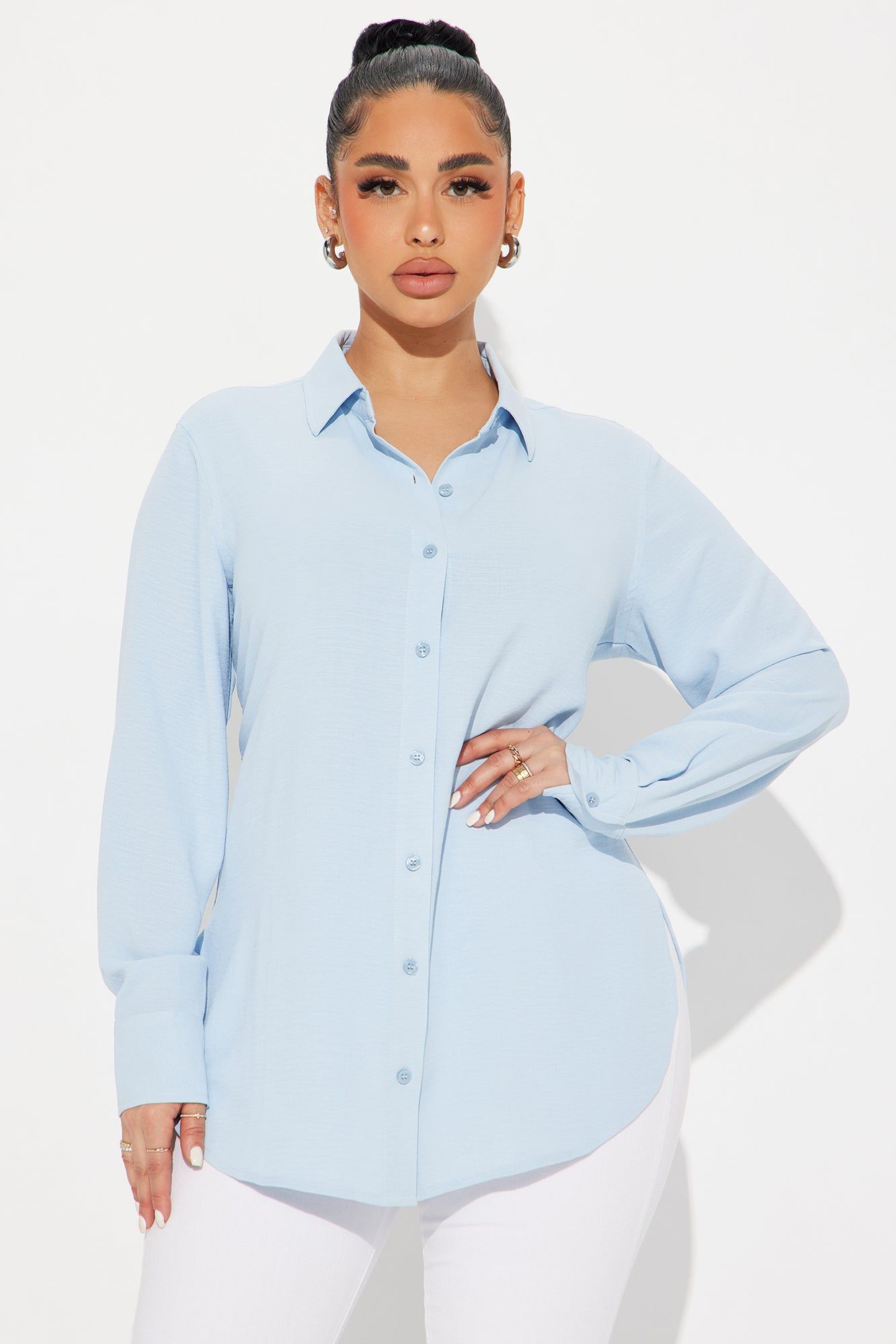 Long Live Linen Shirt - Blue sold by Fashion Nova