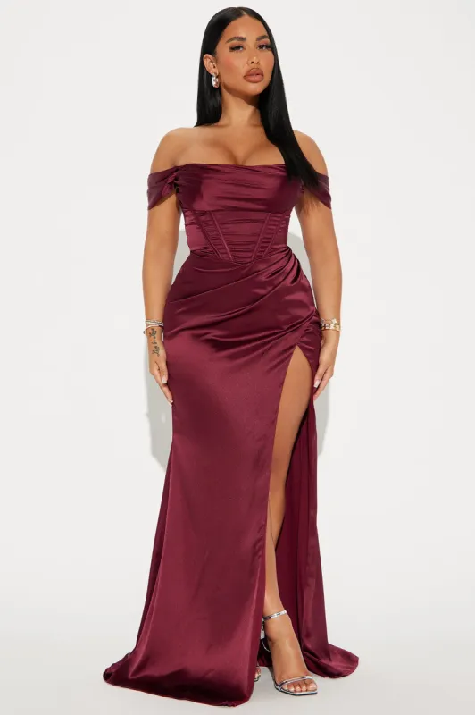 Andrea Corset Gown - Wine sold by Fashion Nova