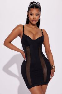 Gabriel Mesh Mini Dress - Black sold by Fashion Nova