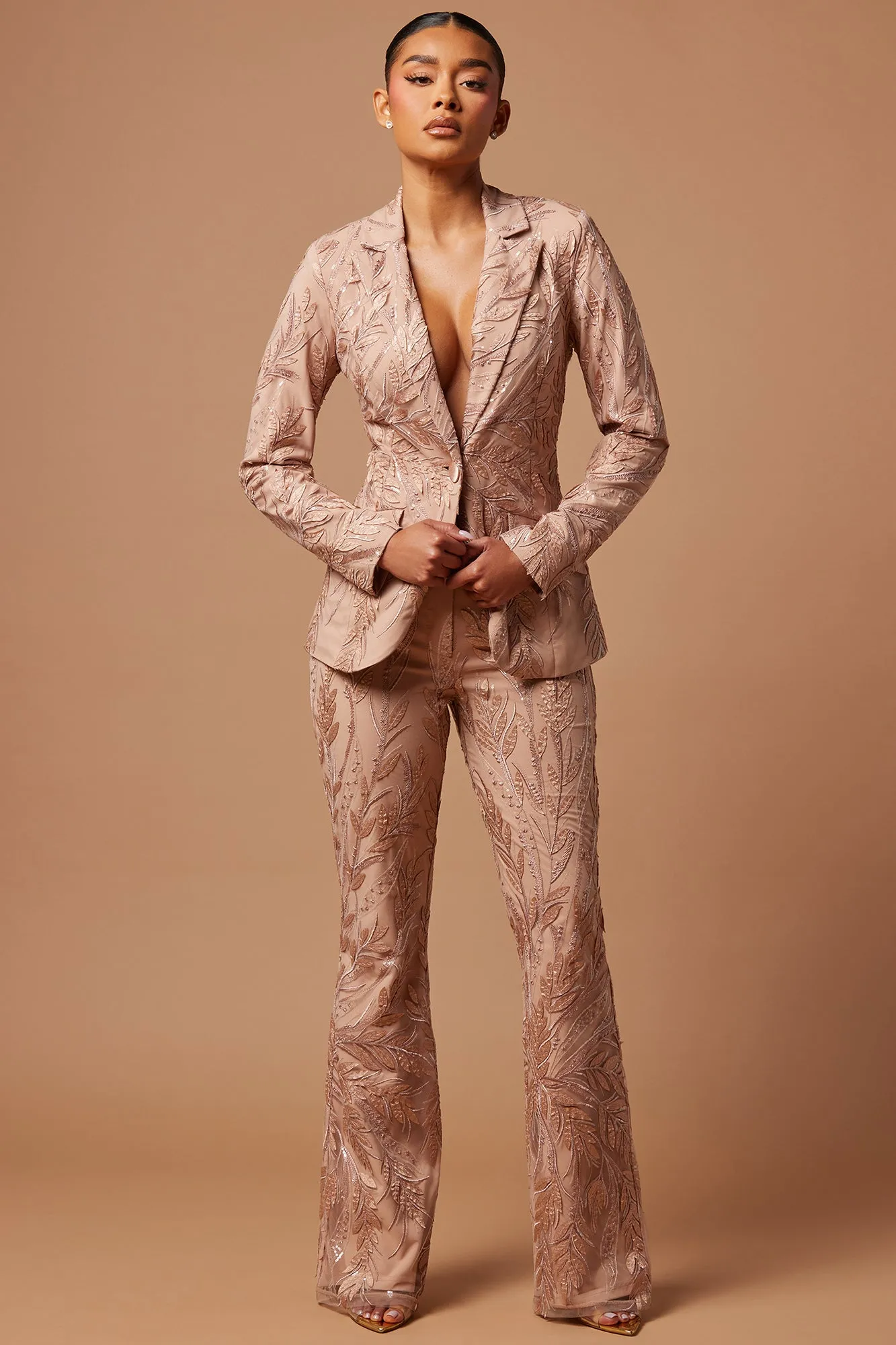 Willa Sequin Embroidered Blazer - Mocha sold by Fashion Nova product image thumbnail 2