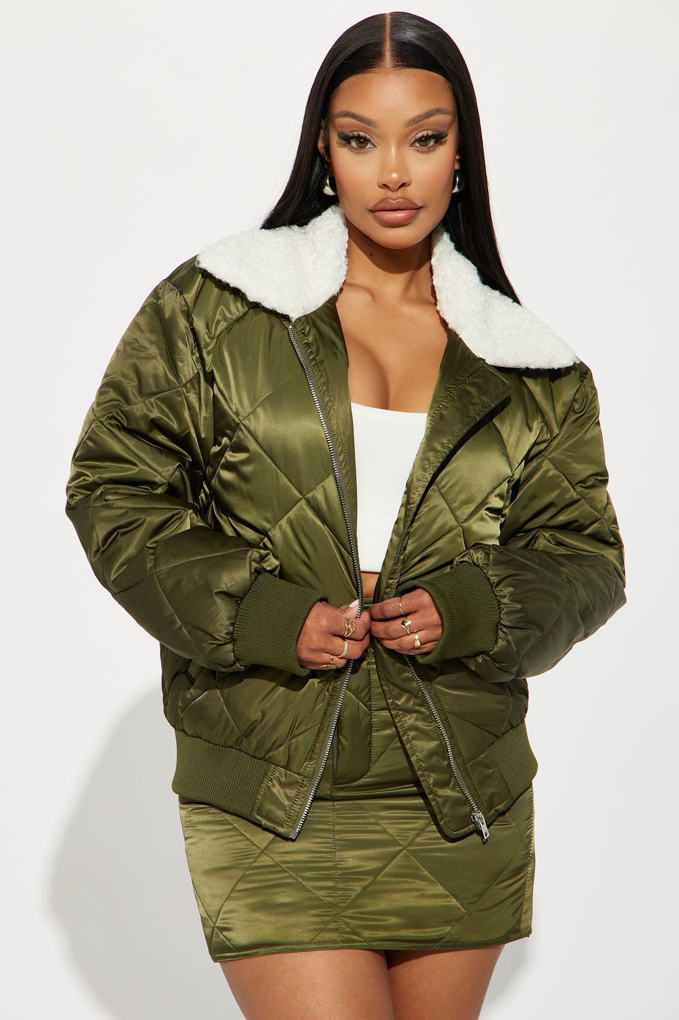 Kaylee Quilted Mini Skirt Set - Olive sold by Fashion Nova product image thumbnail 2