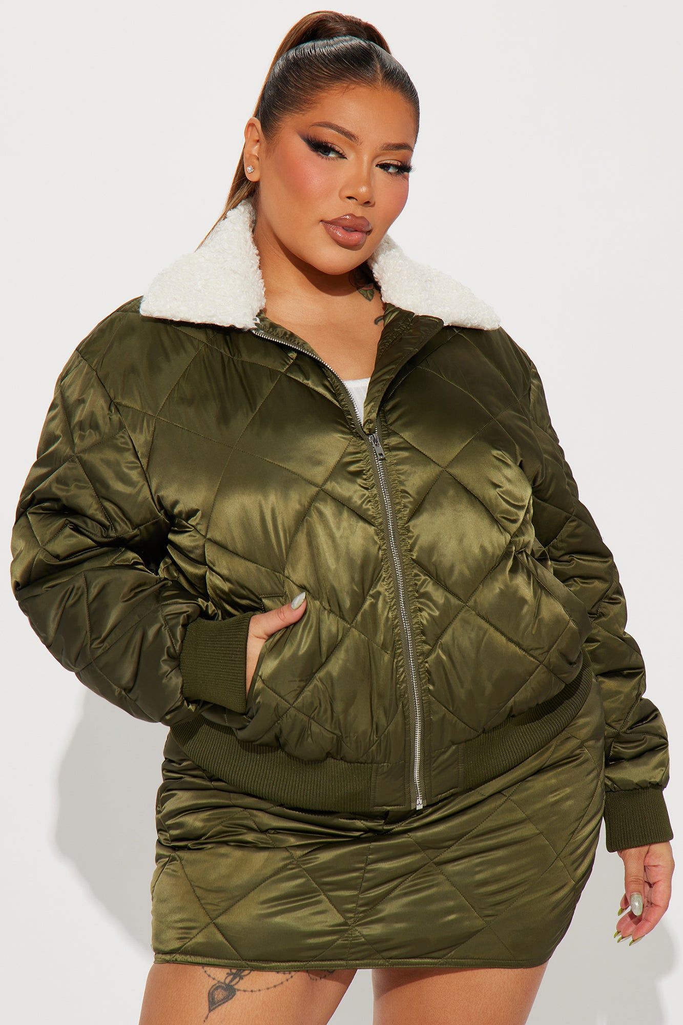 Kaylee Quilted Mini Skirt Set - Olive sold by Fashion Nova product image thumbnail 5