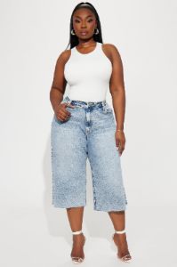 Leaving Him Behind Cropped Wide Leg Jeans - Light Wash sold by Fashion Nova