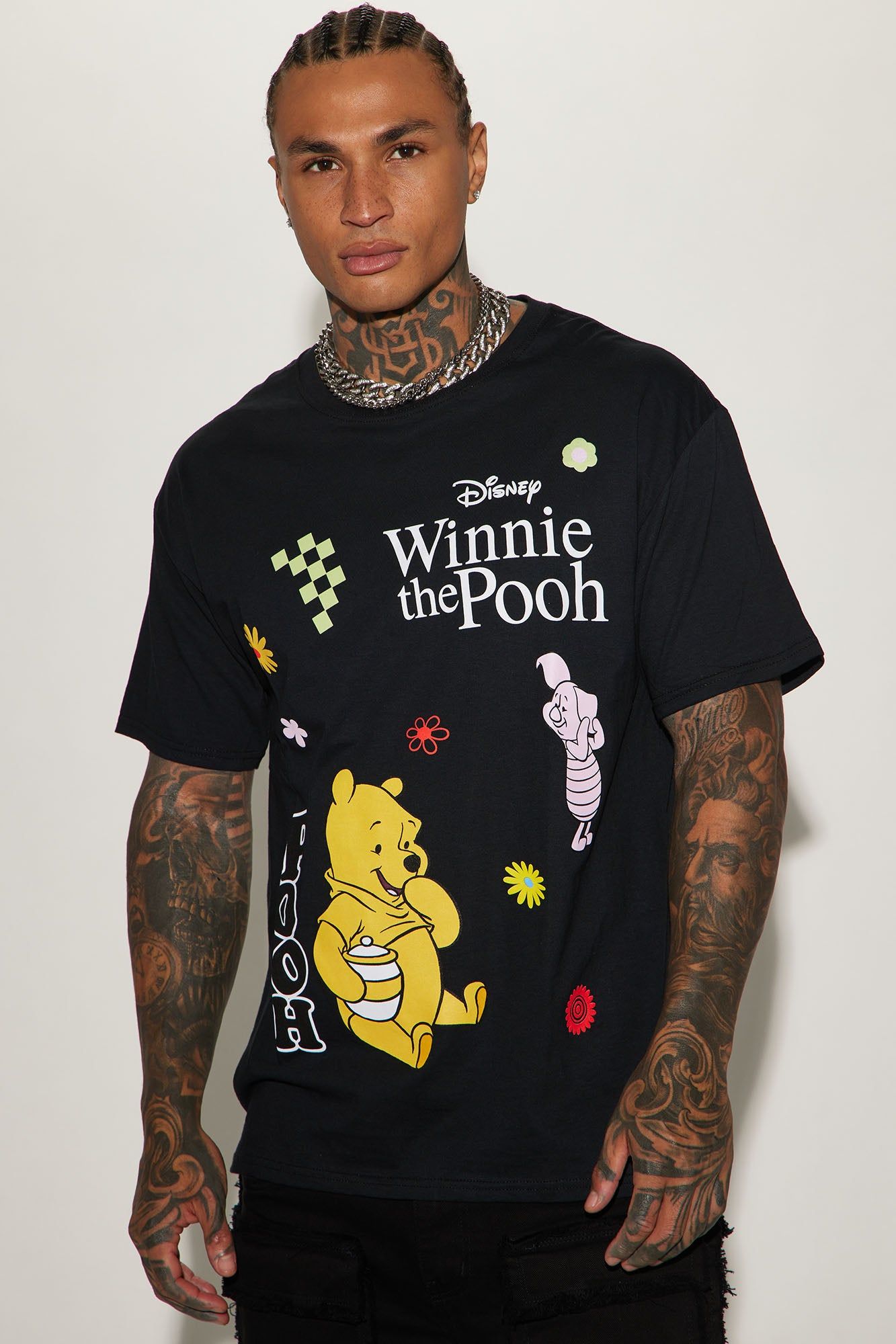 Winnie The Pooh Graphic Short Sleeve Tee - Black sold by Fashion Nova