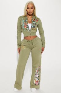 Ed Hardy Butterfly Zip Front Hoodie - Sage sold by Fashion Nova