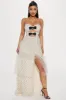 Elegant Polka Dot Maxi Dress - Cream/combo sold by Fashion Nova
