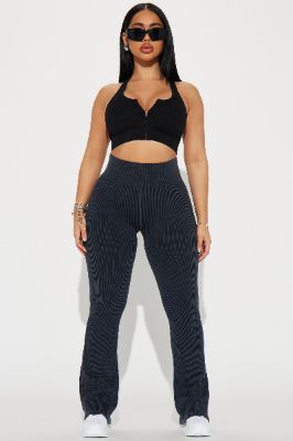 Mia Ribbed Seamless Flare Pant - Black sold by Fashion Nova