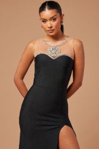 Arielle Embellished Bandage Gown - Black sold by Fashion Nova