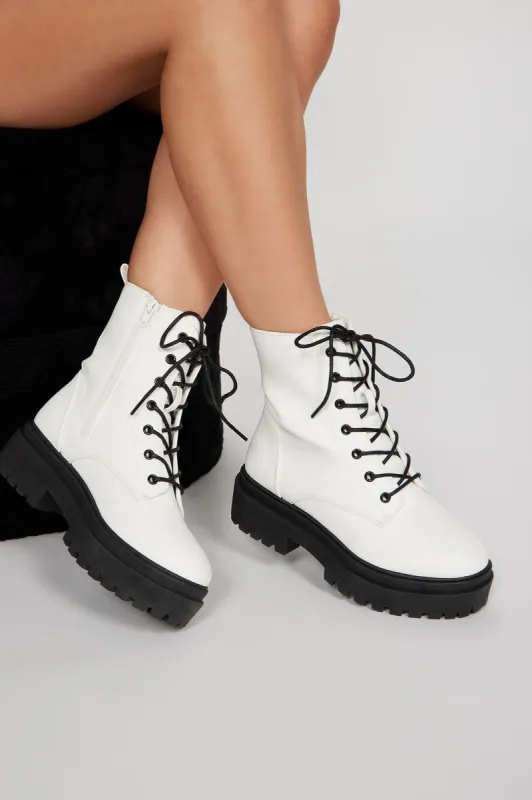 Call It Even Combat Boots - White sold by Fashion Nova