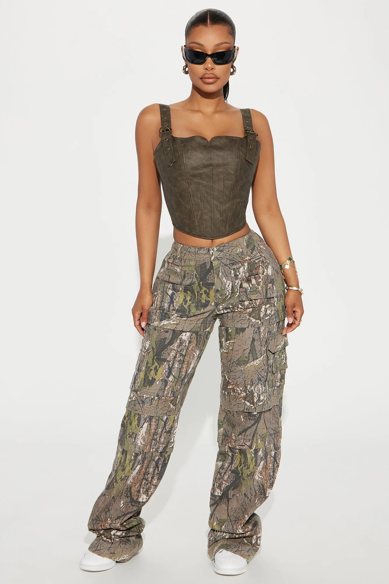 Trixie Washed Faux Leather Corset Top - Brown sold by Fashion Nova product image thumbnail 2