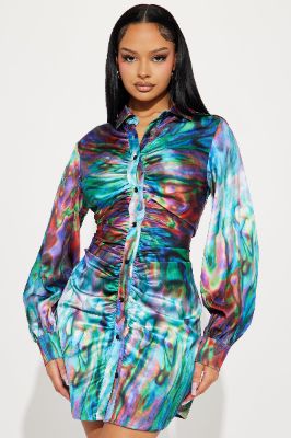 Madison Satin Mini Dress - Multi Color sold by Fashion Nova