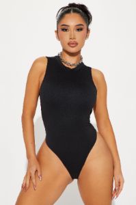 Amaya Crew Neck Bodysuit - Black sold by Fashion Nova