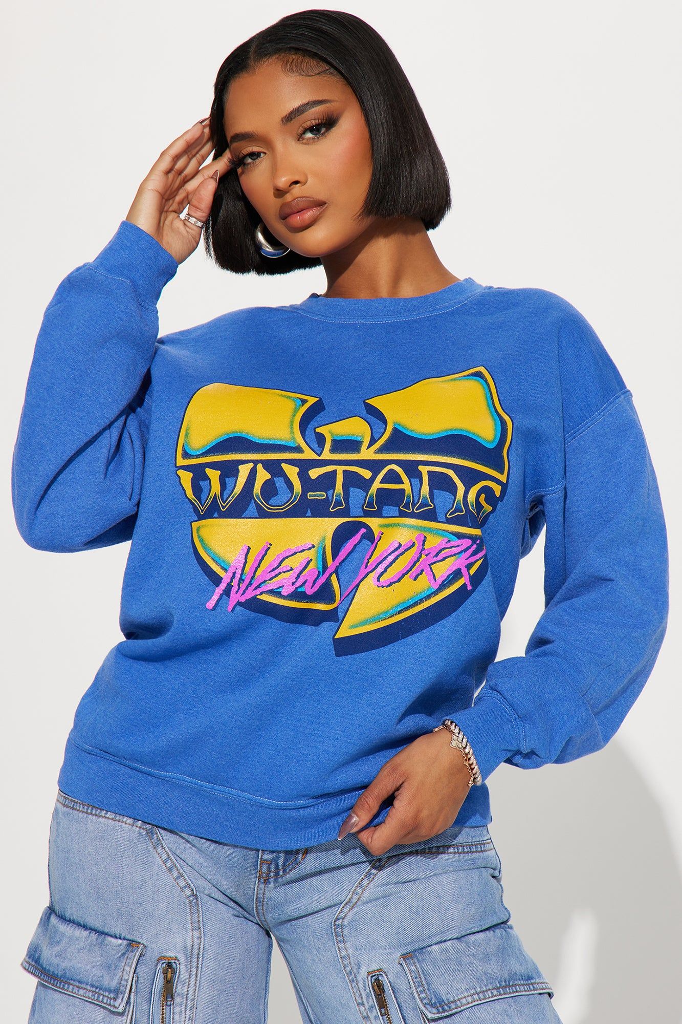 Wutang New York Sweatshirt - Blue sold by Fashion Nova