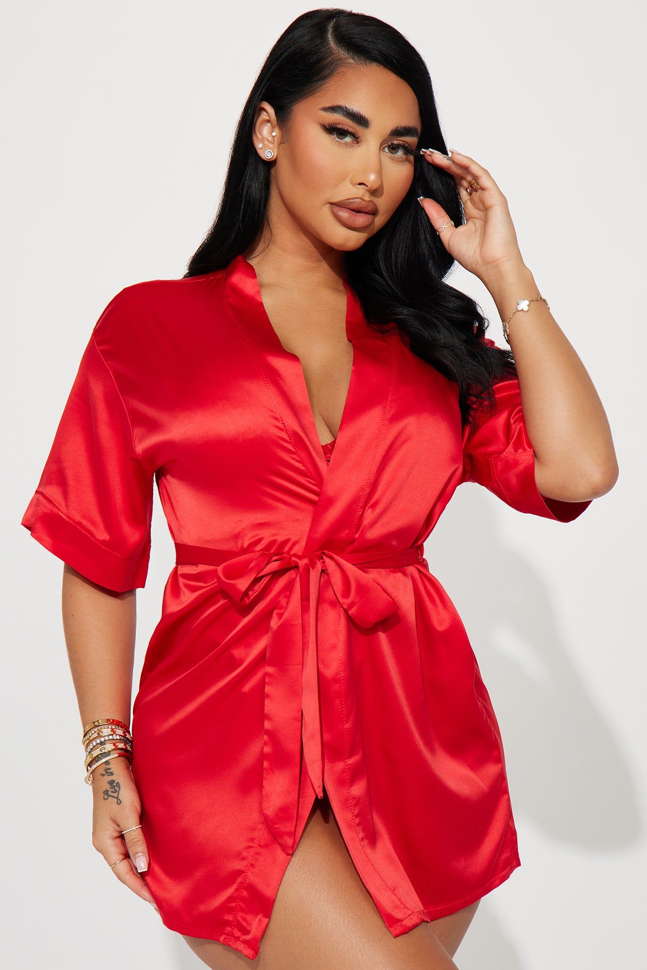 Getting Ready For You Satin Robe - Red sold by Fashion Nova
