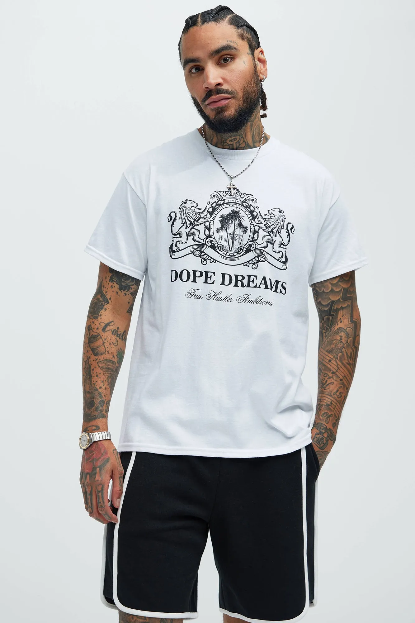 Dope Dreams And Ambitions Short Sleeve Tee - White sold by Fashion Nova