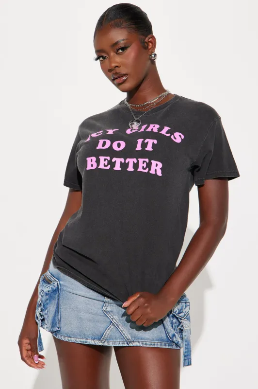 Saweetie Icy Girls Washed Tee - Charcoal sold by Fashion Nova