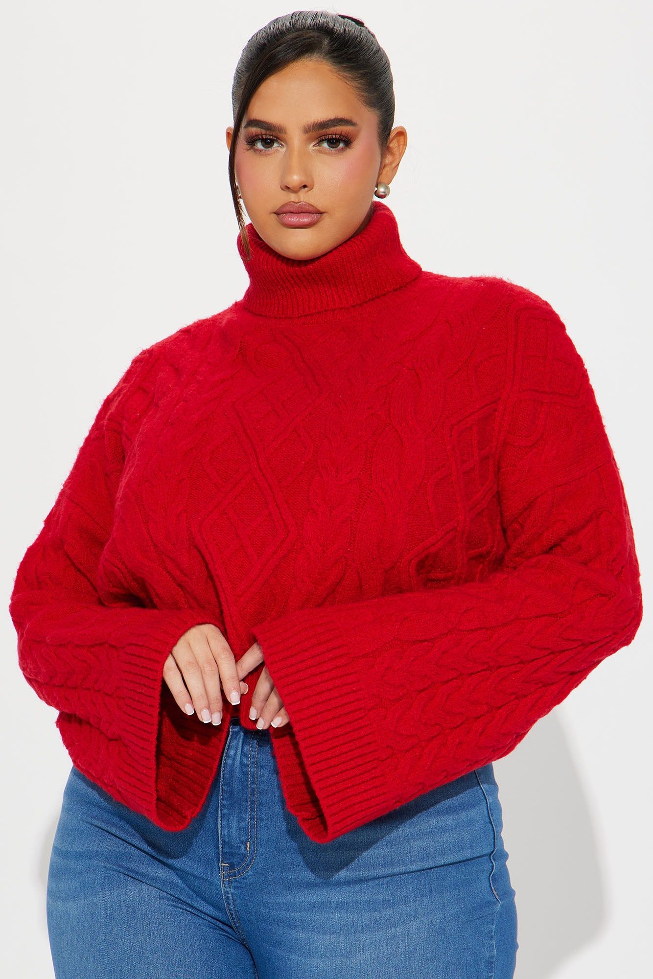 Endless Cuddles Cable Knit Sweater - Red sold by Fashion Nova product image thumbnail 5