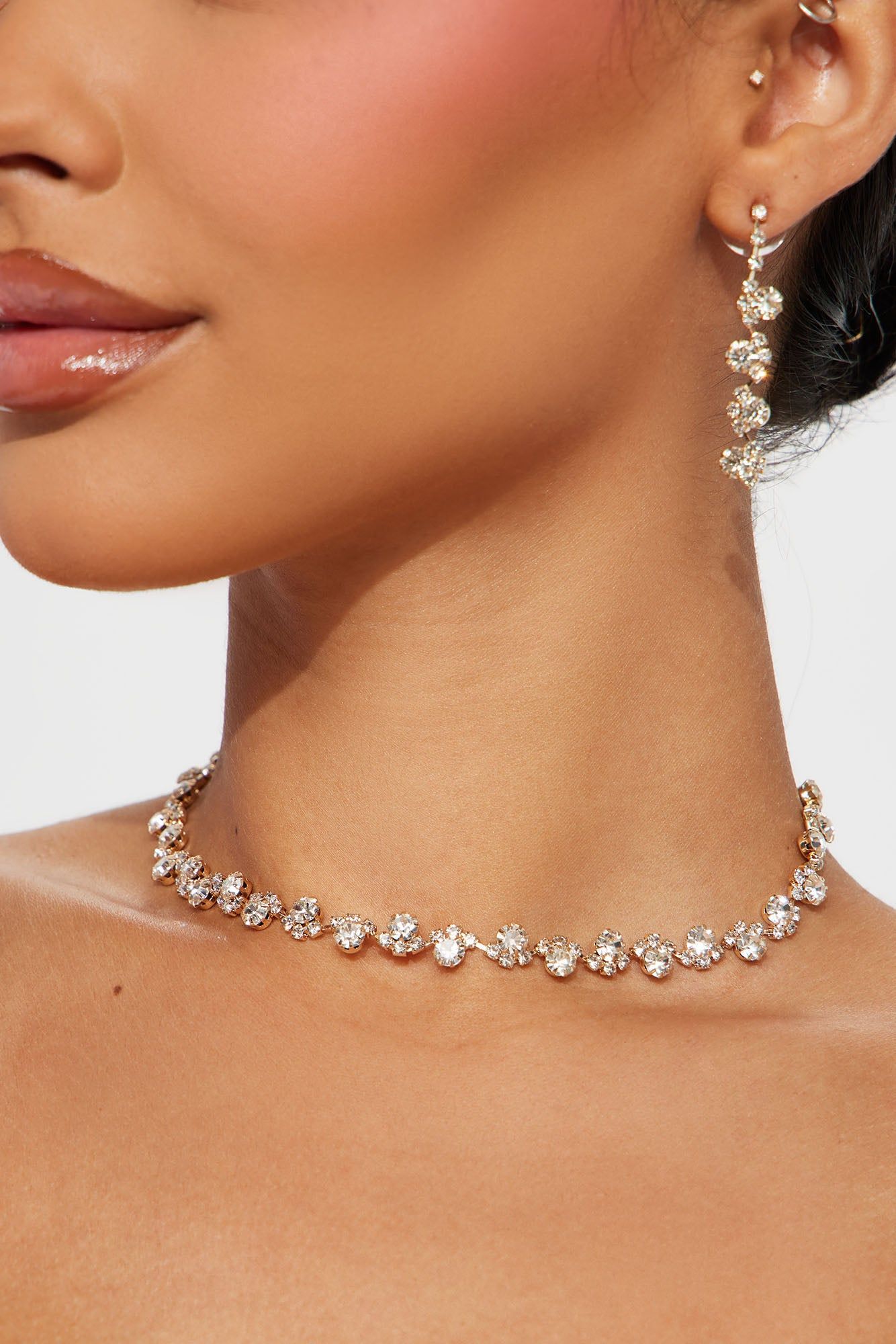 Way Too Pretty Necklace And Earring Set - Gold sold by Fashion Nova